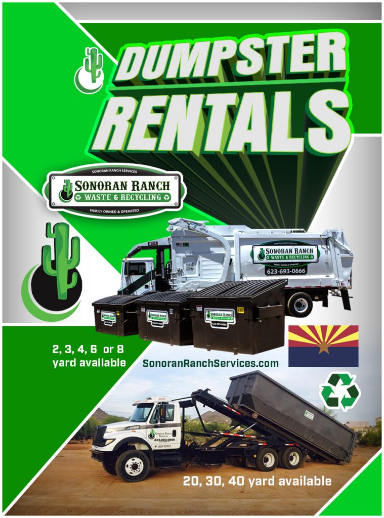 Dumpster rentals in Cave Creek, Phoenix, Desert Hills and North Scottsdale.  